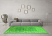 Machine Washable Oriental Green Industrial Area Rugs in a Living Room,, wshurb1624grn