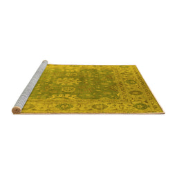 Sideview of Machine Washable Oriental Yellow Industrial Rug, wshurb1624yw