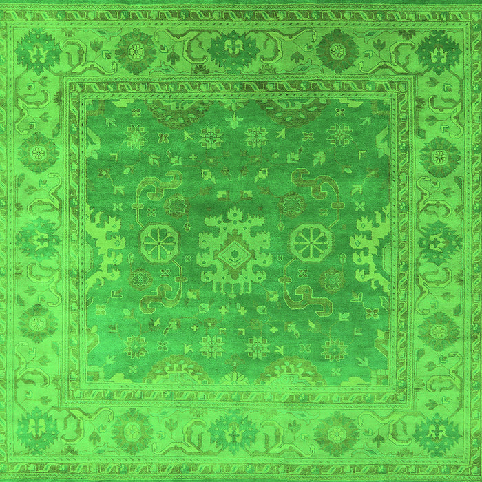 Square Machine Washable Oriental Green Industrial Area Rugs, wshurb1624grn
