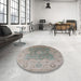 Round Mid-Century Modern Army Brown Oriental Rug in a Office, urb1624