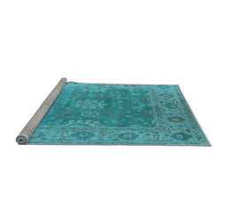 Sideview of Machine Washable Oriental Light Blue Industrial Rug, wshurb1624lblu