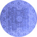 Round Oriental Blue Industrial Rug, urb1624blu