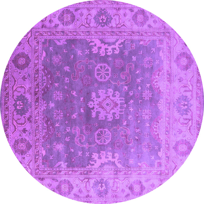 Round Machine Washable Oriental Purple Industrial Area Rugs, wshurb1624pur