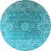 Round Oriental Light Blue Industrial Rug, urb1624lblu