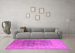 Machine Washable Oriental Pink Industrial Rug in a Living Room, wshurb1624pnk
