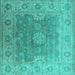 Square Oriental Turquoise Industrial Rug, urb1624turq