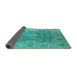 Sideview of Oriental Turquoise Industrial Rug, urb1624turq