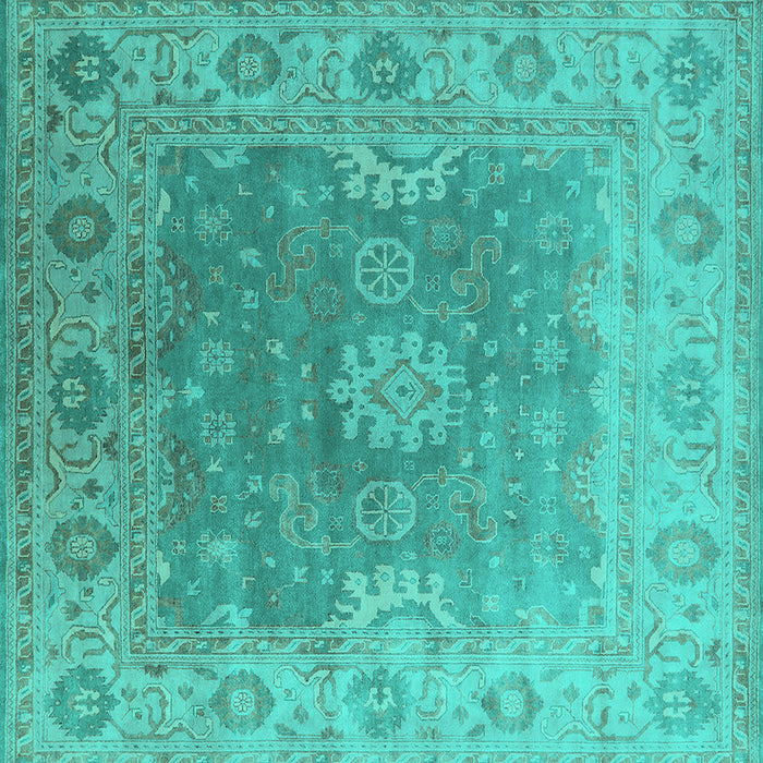 Square Machine Washable Oriental Turquoise Industrial Area Rugs, wshurb1624turq