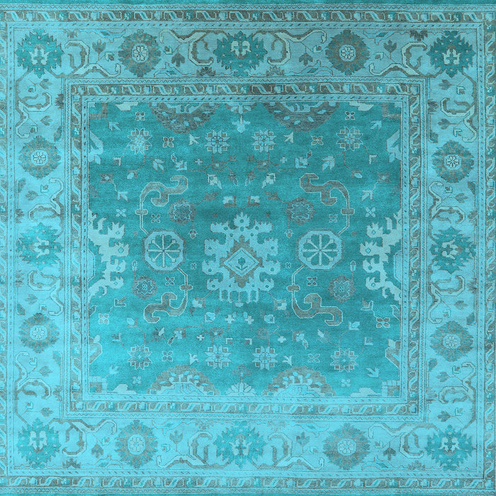 Square Machine Washable Oriental Light Blue Industrial Rug, wshurb1624lblu