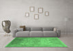 Machine Washable Oriental Emerald Green Industrial Area Rugs in a Living Room,, wshurb1625emgrn