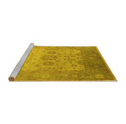 Sideview of Machine Washable Oriental Yellow Industrial Rug, wshurb1625yw