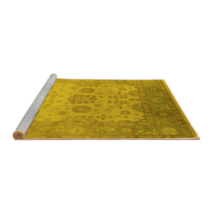 Sideview of Machine Washable Oriental Yellow Industrial Rug, wshurb1625yw