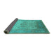 Sideview of Oriental Turquoise Industrial Rug, urb1625turq