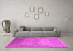 Machine Washable Oriental Pink Industrial Rug in a Living Room, wshurb1625pnk