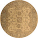 Round Oriental Brown Industrial Rug, urb1625brn