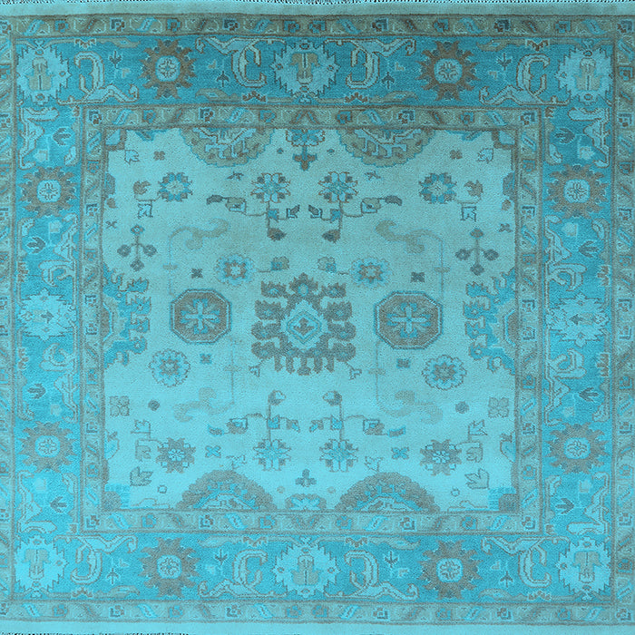 Square Machine Washable Oriental Light Blue Industrial Rug, wshurb1625lblu