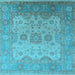 Square Machine Washable Oriental Light Blue Industrial Rug, wshurb1625lblu