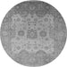 Round Machine Washable Oriental Gray Industrial Rug, wshurb1625gry