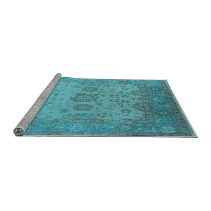 Sideview of Machine Washable Oriental Light Blue Industrial Rug, wshurb1625lblu