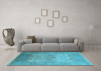 Machine Washable Oriental Light Blue Industrial Rug, wshurb1625lblu