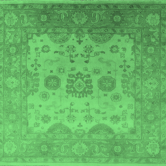 Square Machine Washable Oriental Emerald Green Industrial Area Rugs, wshurb1625emgrn