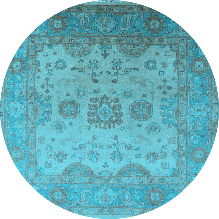 Round Oriental Light Blue Industrial Rug, urb1625lblu