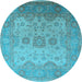 Round Oriental Light Blue Industrial Rug, urb1625lblu