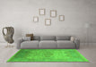 Machine Washable Oriental Green Industrial Area Rugs in a Living Room,, wshurb1625grn