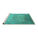 Sideview of Machine Washable Oriental Turquoise Industrial Area Rugs, wshurb1625turq