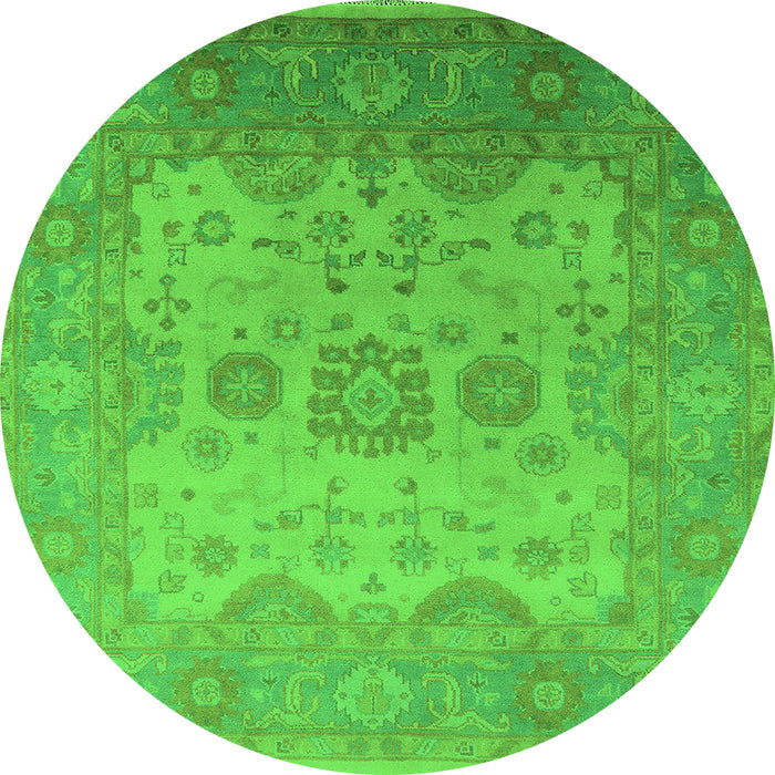 Round Oriental Green Industrial Rug, urb1625grn