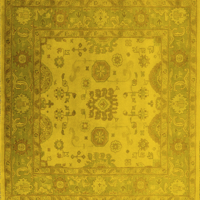 Square Machine Washable Oriental Yellow Industrial Rug, wshurb1625yw