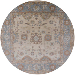 Round Mid-Century Modern Rose Purple Oriental Rug, urb1625