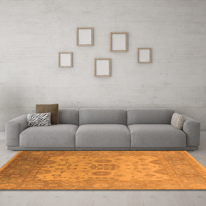 Machine Washable Oriental Orange Industrial Area Rugs in a Living Room, wshurb1625org