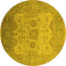 Round Machine Washable Oriental Yellow Industrial Rug, wshurb1625yw