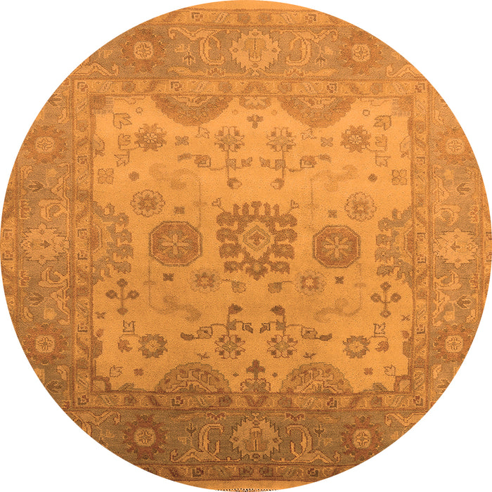 Round Machine Washable Oriental Orange Industrial Area Rugs, wshurb1625org