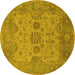 Round Machine Washable Oriental Yellow Industrial Rug, wshurb1626yw