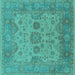 Square Oriental Turquoise Industrial Rug, urb1626turq