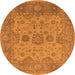 Round Machine Washable Oriental Orange Industrial Area Rugs, wshurb1626org