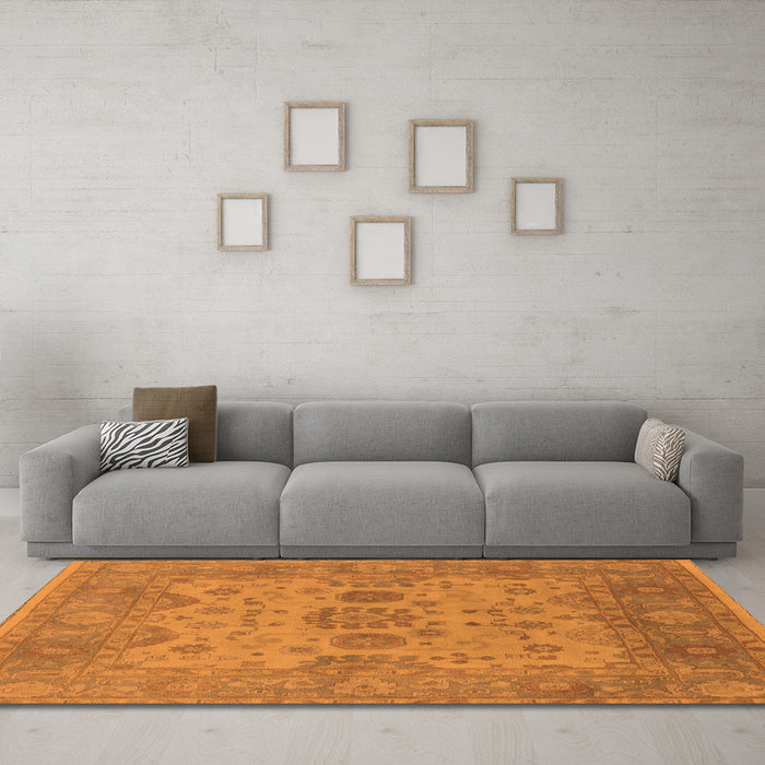 Machine Washable Oriental Orange Industrial Area Rugs in a Living Room, wshurb1626org