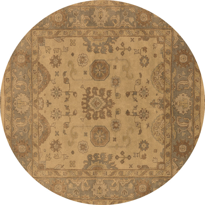 Round Oriental Brown Industrial Rug, urb1626brn