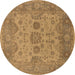 Round Oriental Brown Industrial Rug, urb1626brn