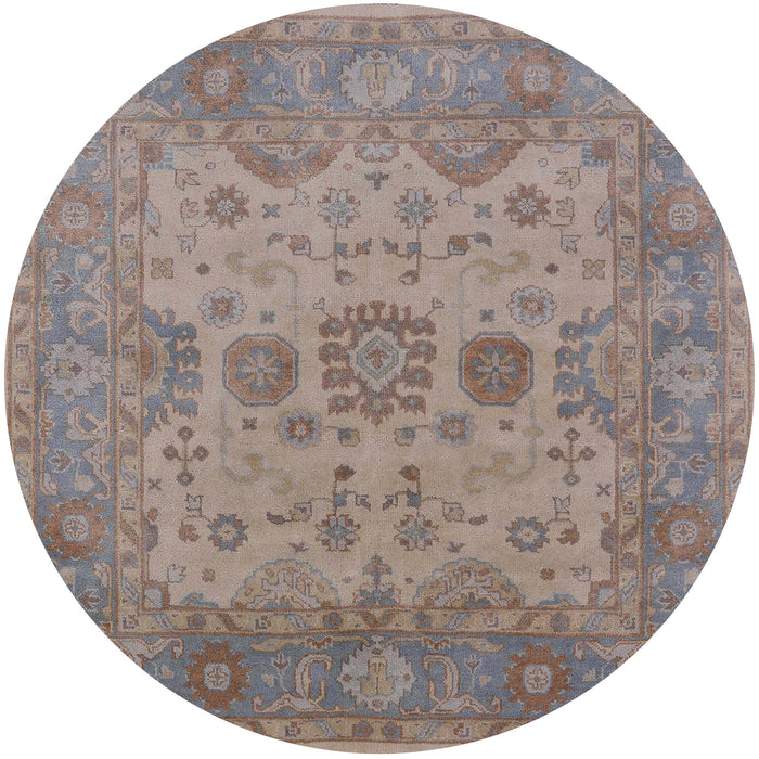 Round Mid-Century Modern Rose Purple Oriental Rug, urb1626