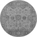 Round Machine Washable Oriental Gray Industrial Rug, wshurb1626gry