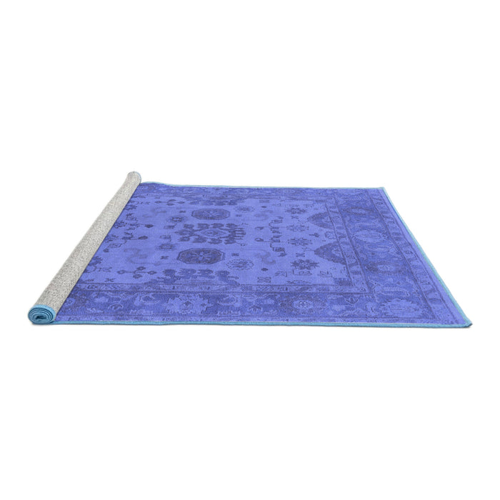 Sideview of Machine Washable Oriental Blue Industrial Rug, wshurb1626blu