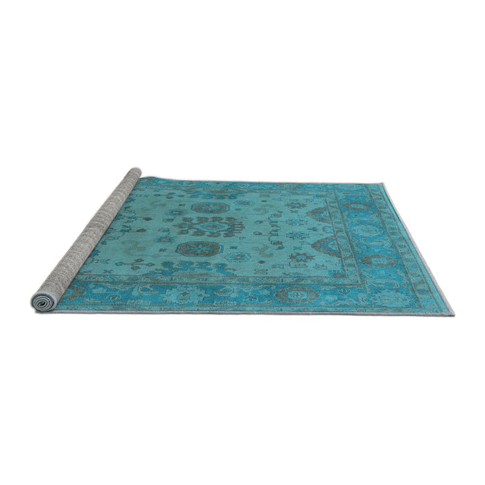 Sideview of Machine Washable Oriental Light Blue Industrial Rug, wshurb1626lblu