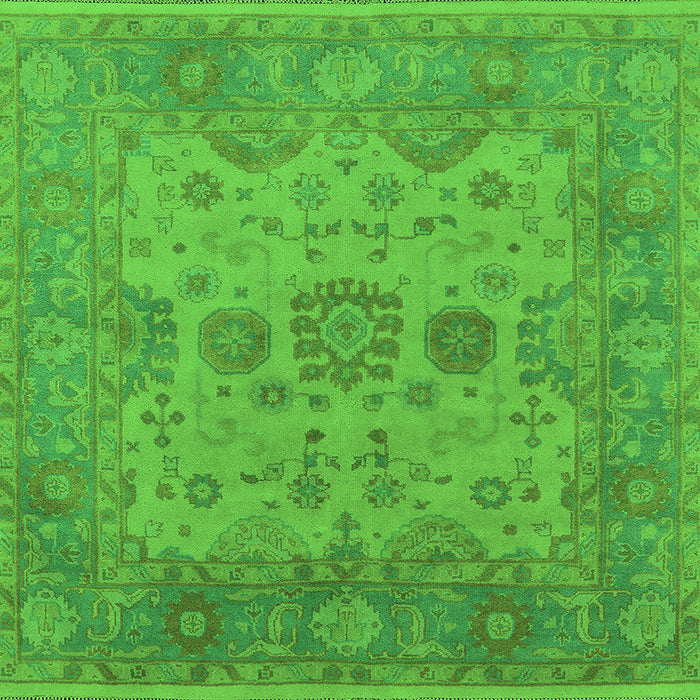 Square Machine Washable Oriental Green Industrial Area Rugs, wshurb1626grn