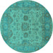 Round Oriental Turquoise Industrial Rug, urb1626turq