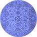 Round Machine Washable Oriental Blue Industrial Rug, wshurb1626blu