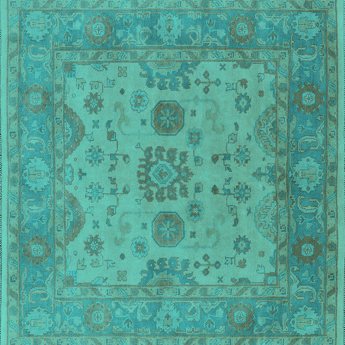 Square Machine Washable Oriental Turquoise Industrial Area Rugs, wshurb1626turq