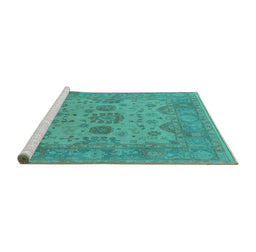 Sideview of Machine Washable Oriental Turquoise Industrial Area Rugs, wshurb1626turq